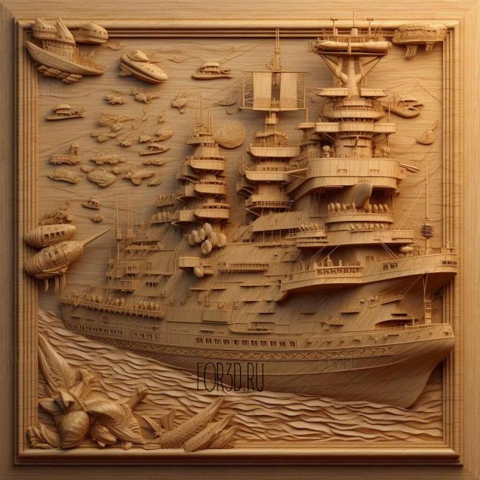 Battleship 1 stl model for CNC